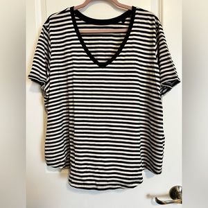 Universal Standard Rex T shirt Green and Cream Stripe Size M 2X